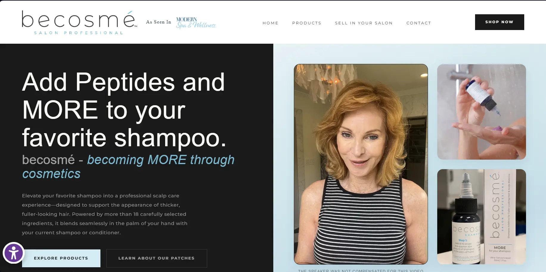 Live screenshot of the Becosme Pro website